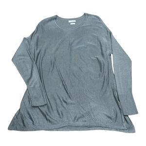 Van Heusen Sweater Womens Large Gray Tunic Pullover Ribbed Cuffs Long Sleeve